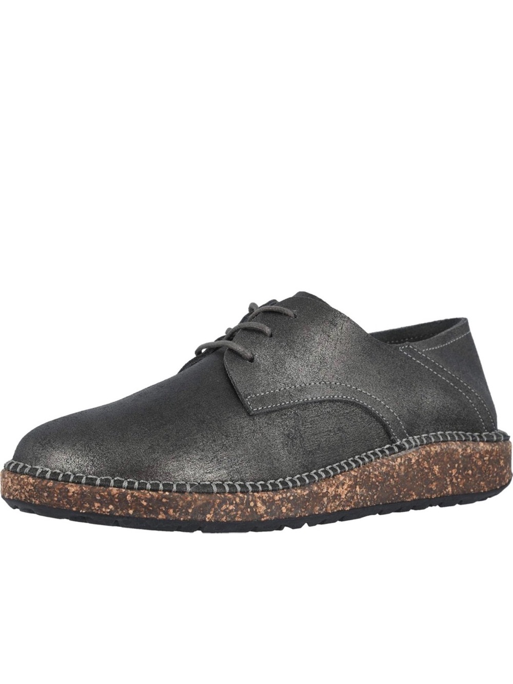 Birkenstock Women's Oxford Shoe in Sparkle Gray with Cork-Effect Sole